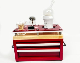 E-BOX Mini Steel Tool Chest Dr. Dabber Boost EVO Holder Dab Station With 2 Drawers, Metal Tool Box in Multiple Colors and Three Styles