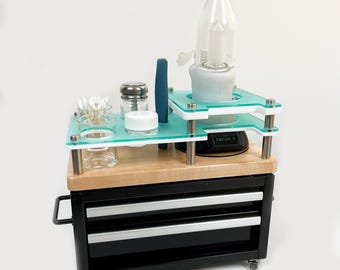 E-BOX Mini Steel Tool Chest Focus V Carta 2  Charging Dock Dab Station With 2 Drawers, Metal Tool Box in Multiple Colors and Three Styles