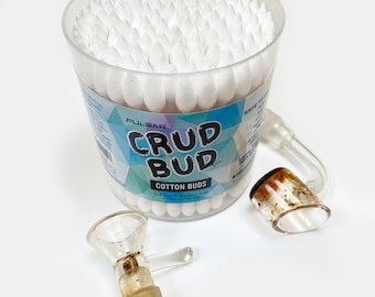 Crud Bud Dual Tip Cotton & Bamboo Swabs ~ Pointed Tip for Cleaning Dab Wax and Oils from Quartz Bangers and Glass Herb Bowls ~ Tight Spaces
