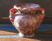 Art Deco Amphora - Uranium Glaze - Running Glaze -Vase-Orange Brown