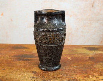 Art Deco; seltene schwarze Vase mit Waldmotiven