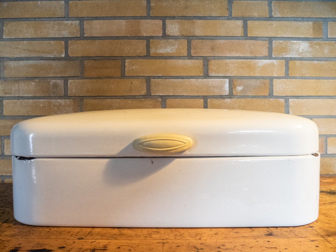 Great Vintage Bread Box I Bread Box Made of Enamel in White Etsy