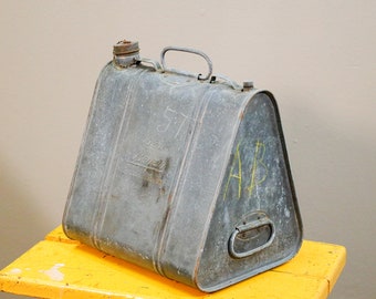 Vintage petrol canister, triangular