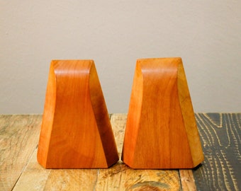 Vintage bookends made of wood and metal