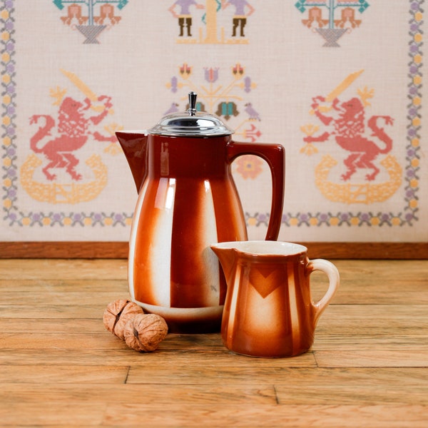 Art Deco Kaffee und Milchkanne, Spritzdekor
