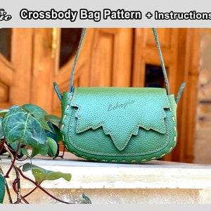 Crossbody Blatt Klappe Taschenschnittmuster - Letter & A4 pdf + Anleitung - handgemachte Ledertasche Schnittmuster