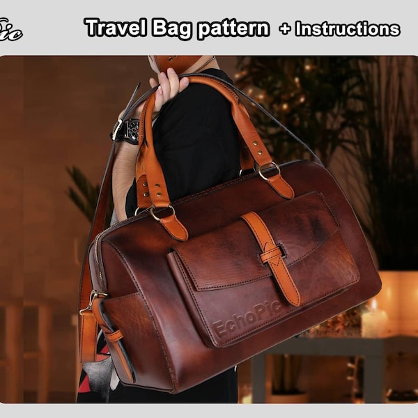 leather travel bag template - printable scaled files (pdf) - bag pattern