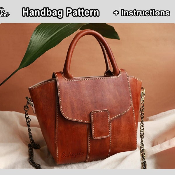 Handtaschenmuster 066 – Letter & A4 PDF + Anleitung – handgemachtes Ledertaschenmuster – Handtasche Umhängetasche – DIY