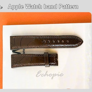 May include: A brown leather Apple Watch band pattern with a textured, alligator-like design. The pattern is available in two sizes: 45mm and 41mm. The image includes the text "Echo Pro Apple Watch band Pattern #091".
