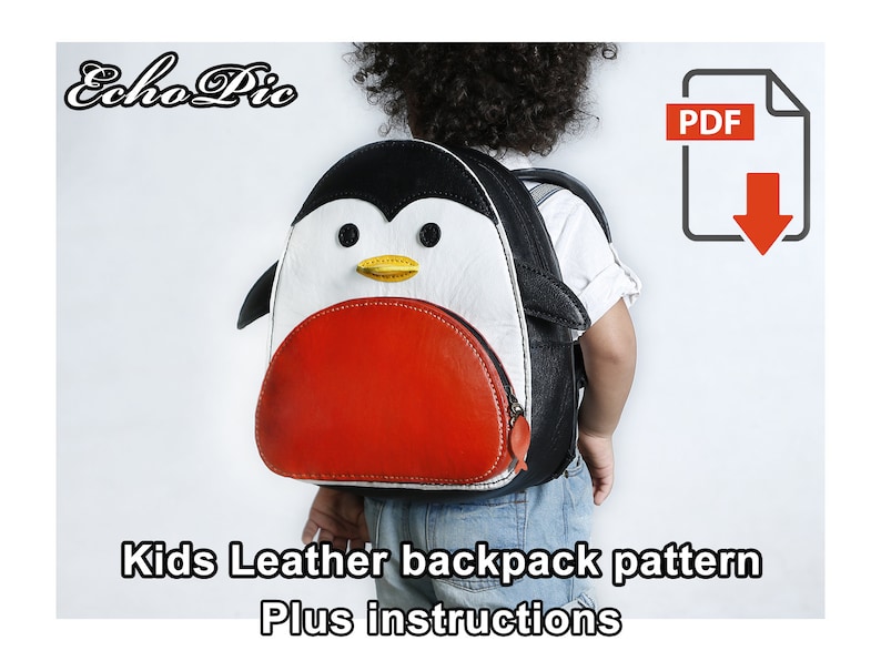 Leather Kids Backpack Pattern - Penguin Design 006 - 01 (pdf) - Bag ...