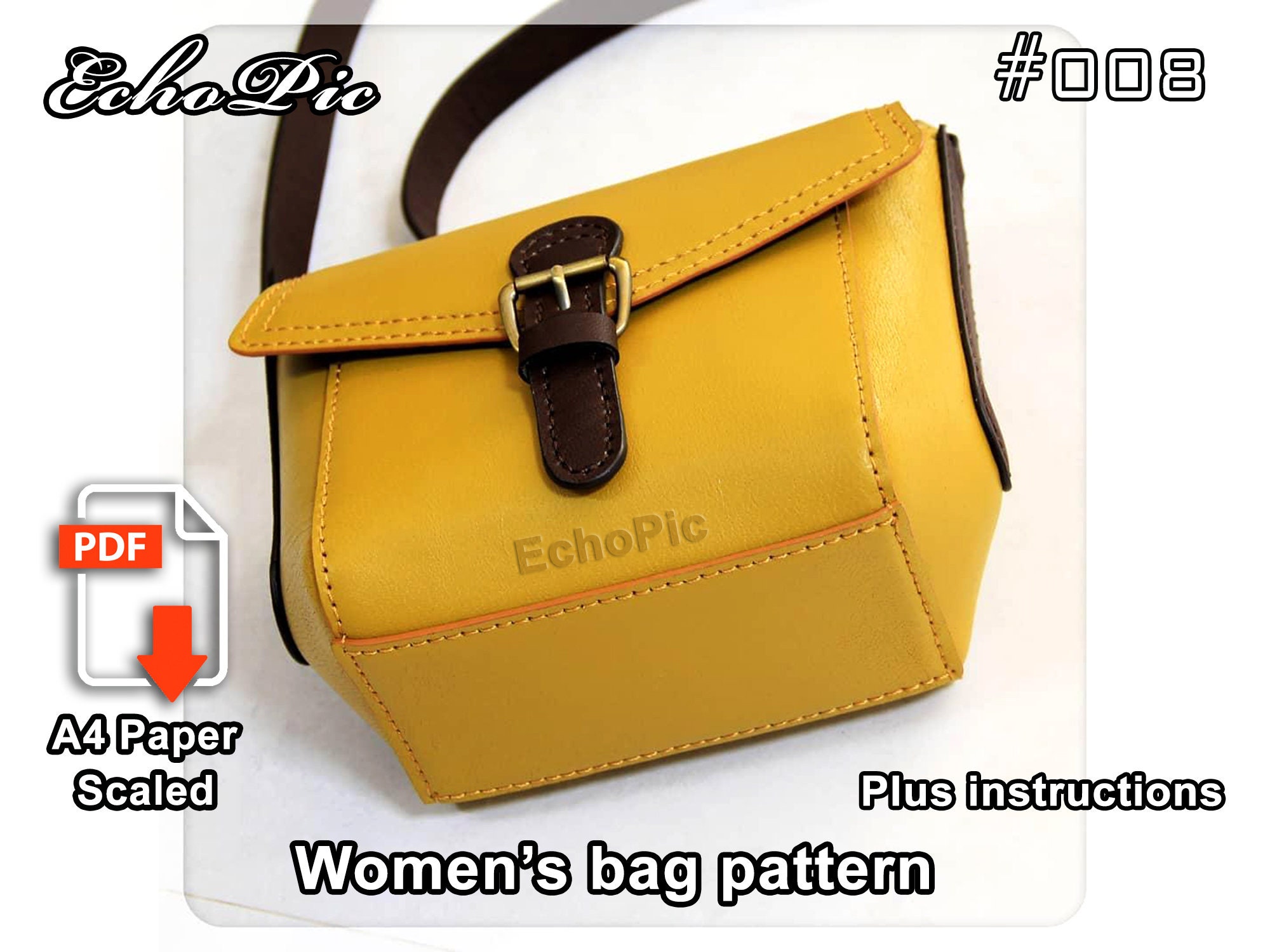 Women's small leather bag template printable scaled Etsy België