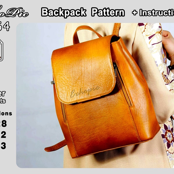 leather backpack pattern 064 - Letter & A4 (pdf) + instructions - bag pattern