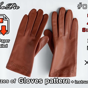 leather gloves pattern - printable scaled  files (pdf)- gloves pattern- gloves template