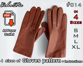 leather gloves pattern - printable scaled  files (pdf)- gloves pattern- gloves template