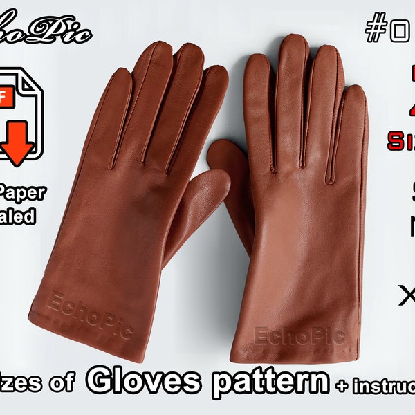 modèle de gants en cuir - fichiers imprimables à l'échelle (pdf) - modèle de gants - modèle de gants