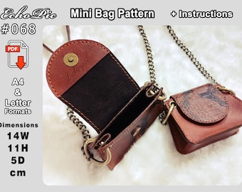 Mini Leather Bag Pattern: PDF Instructions, A4 & Letter #068