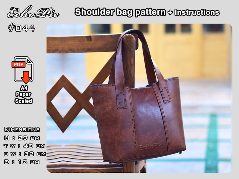 Tote bag Pattern PDF instructions DIY handmade leather bag pattern shoulder bag image 3