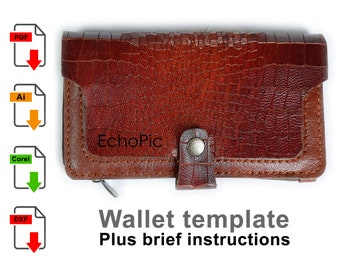 wallet Pattern - printable scaled and laser-cutting-compatible files (pdf+Corel+DXF+Ai)