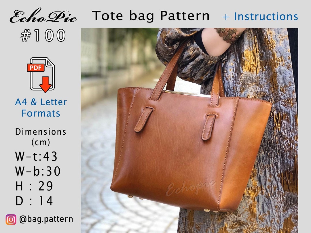 Leather Tote Bag Pattern #100: DIY Shoulder Bag (PDF A4 & Letter) - Etsy