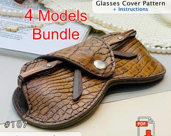 Patrón de funda de cuero para gafas: Funda para gafas de sol 4 en 1 (PDF A4 y carta)
