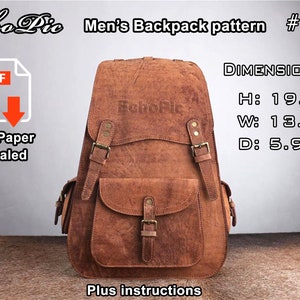 Patrón de mochila - A4 (PDF) - para manualidades de cuero hechas a mano