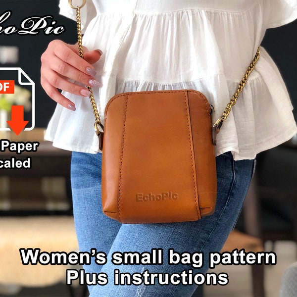 women's small leather bag template - printable scaled files (pdf) - bag pattern