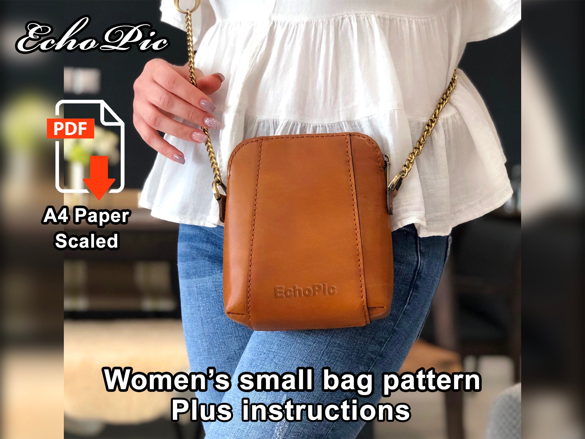 Women's Small Leather Bag Template Printable Scaled - Etsy