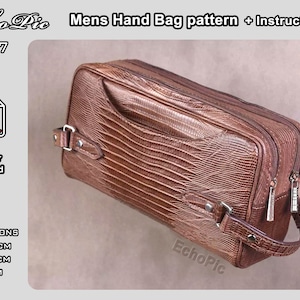 Leder Herren Handtasche Schnittmuster + Anleitungen PDF