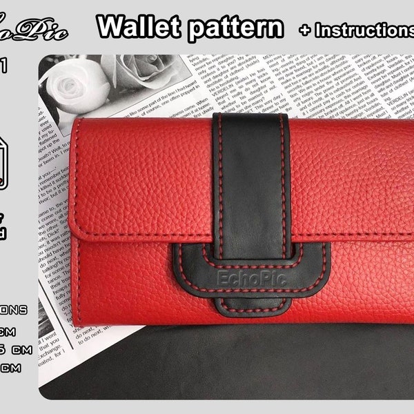 leather women's wallet Pattern- PDF file + instructions - 051