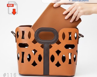 Molde para Bolsa Tote Recortada em Couro nº 116: (PDF A4 e Carta), Fácil para Iniciantes, Bolsa DIY, Bolsa de Ombro Feminina, Bolsa de Grife