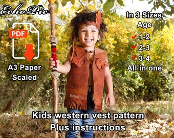 leather Kids vest template - printable scaled files (pdf) - vest pattern - vest template