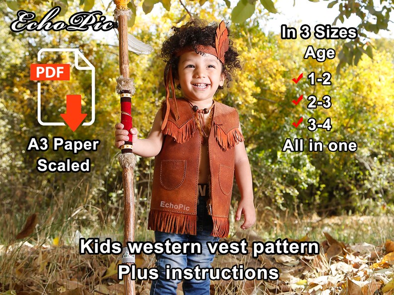 Leather Kids Vest Template Printable Scaled Files pdf - Etsy
