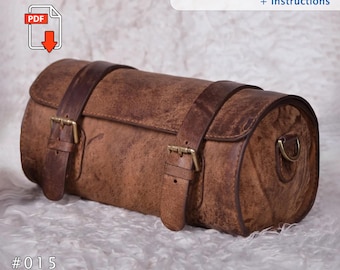 Leather Shoulder Bag Pattern #015 + Instructions  - PDF(A4 & Letter) - DIY - Barrel Bag -