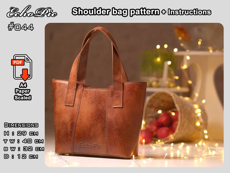 Tote bag Pattern PDF instructions DIY handmade leather bag pattern shoulder bag image 2