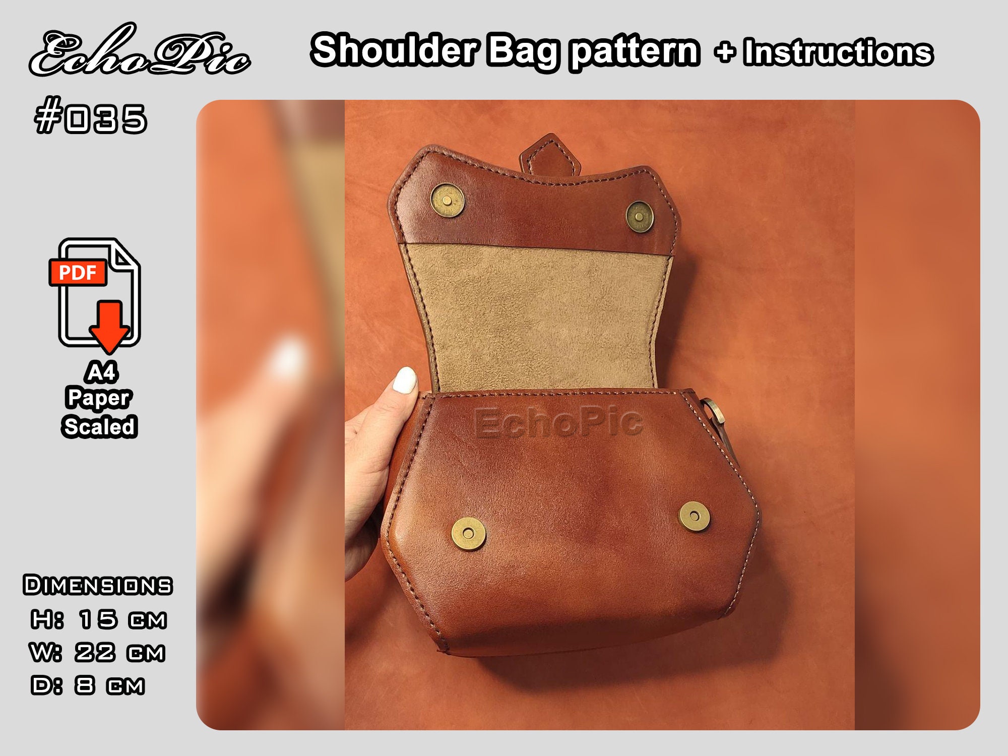 Leather Shoulder Bag Pattern- (PDF) - Bag Pattern #035 - Etsy