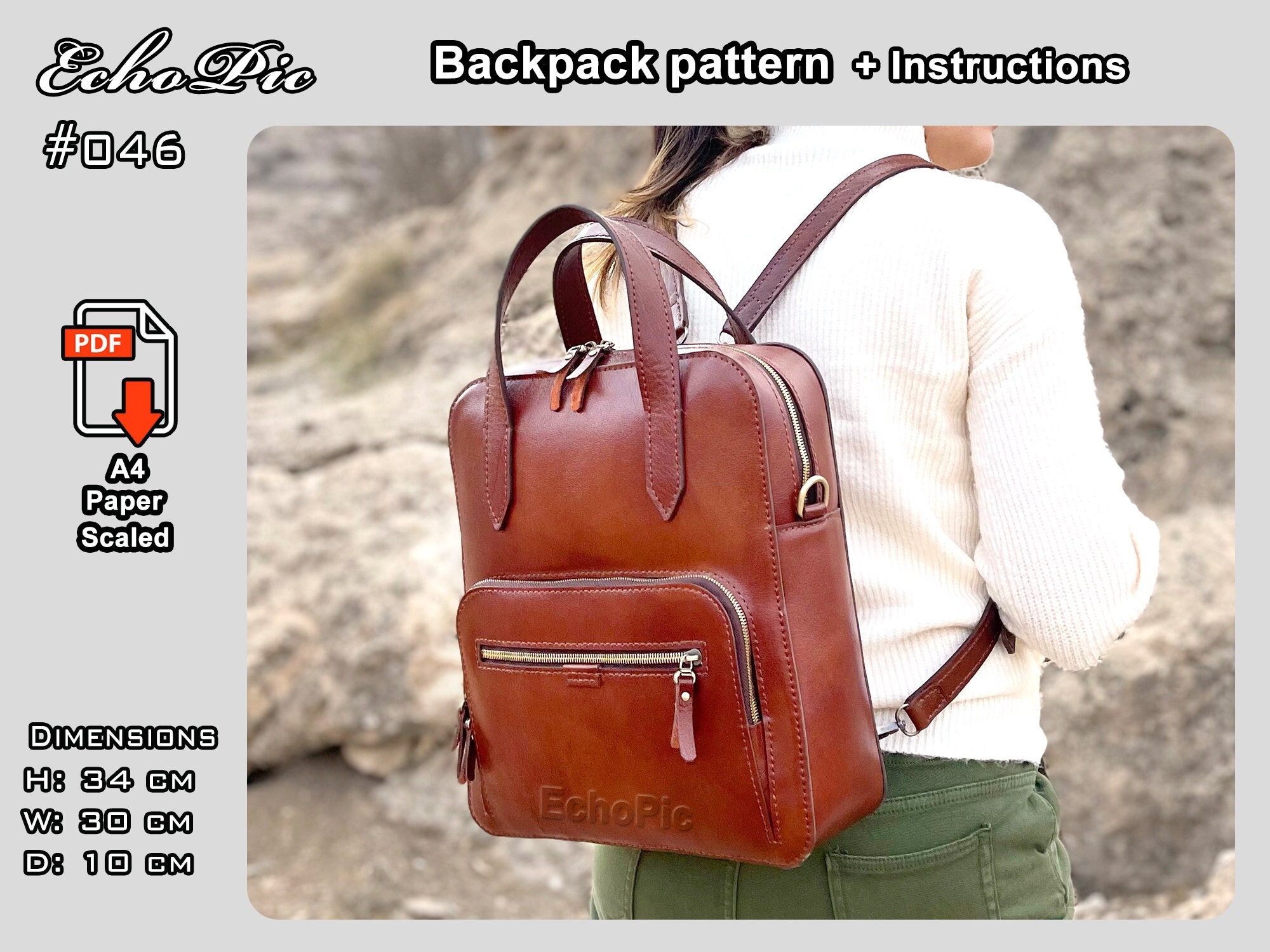 Patterned Packable Backpack Backpack Pattern 046- (PDF) - Multi-purpose Backpack - Etsy
