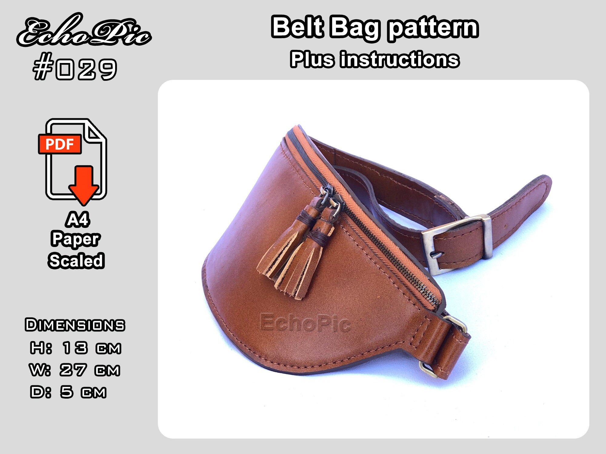 Leather Belt Bag Template Printable Scaled Files pdf Bag - Etsy