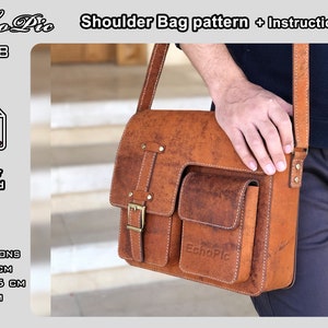 Modèle de sac à bandoulière pour homme en cuir - fichiers imprimables à l'échelle (pdf) - modèle de sac