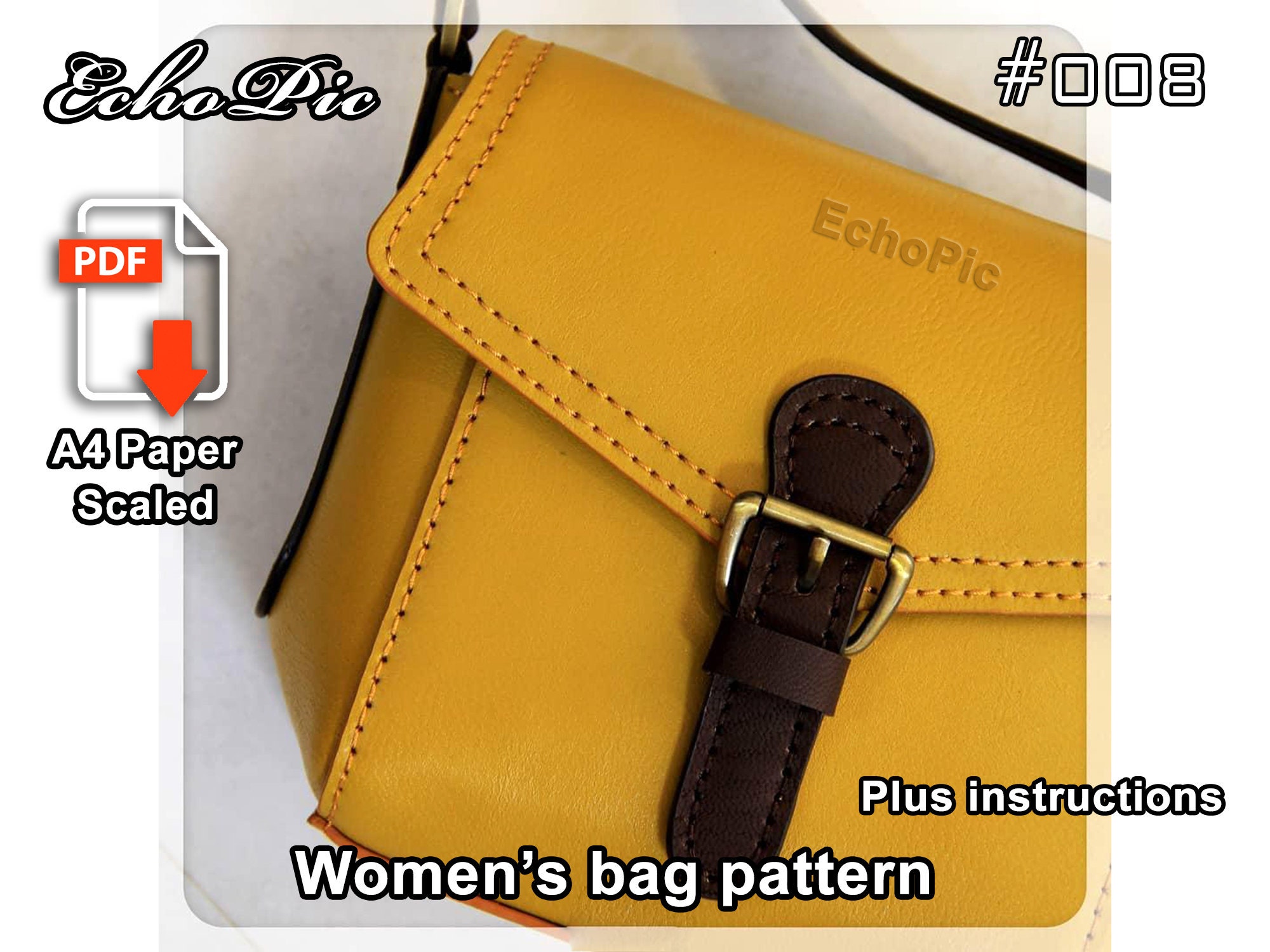 Women's small leather bag template printable scaled Etsy België