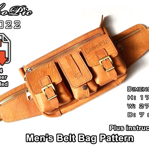 Leather Belt Bag Template Printable Scaled Files pdf Bag Etsy