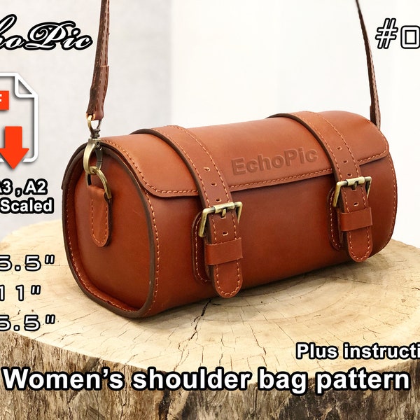 leather Shoulder bag template - printable scaled files (pdf) - bag pattern