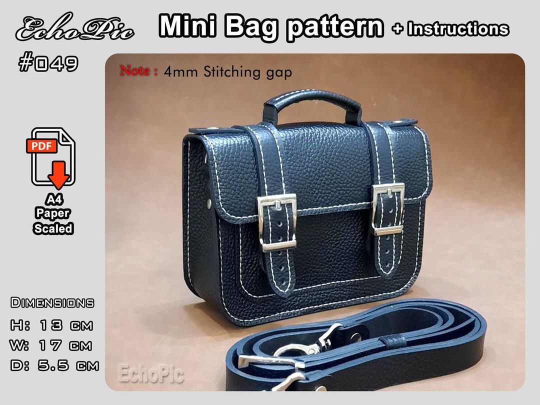 Leather Mini Bag Pattern #049 : DIY Purse Shoulder Bag With ...