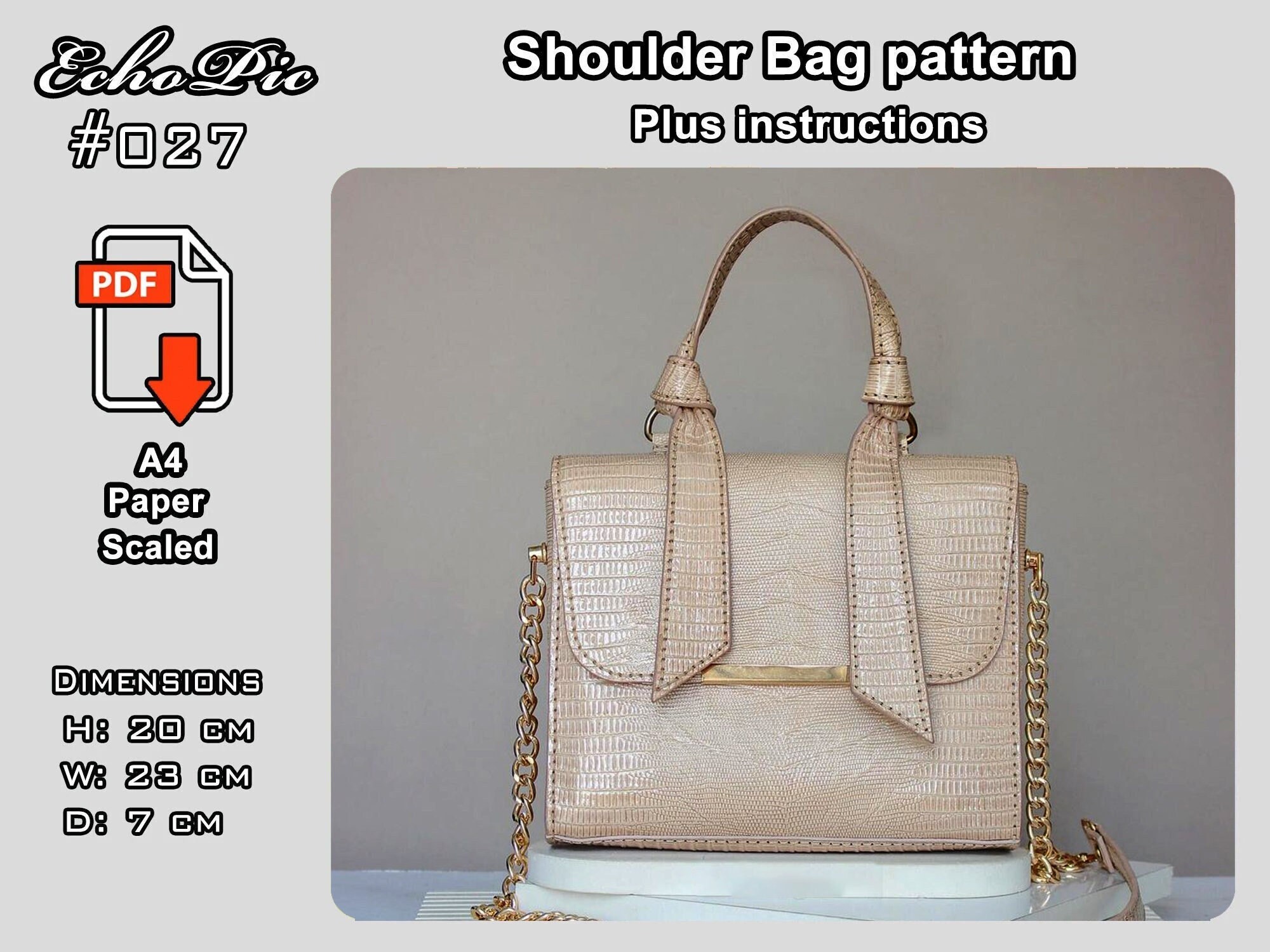 Leather Shoulder Bag Pattern +instructions (PDF) 027 - Etsy