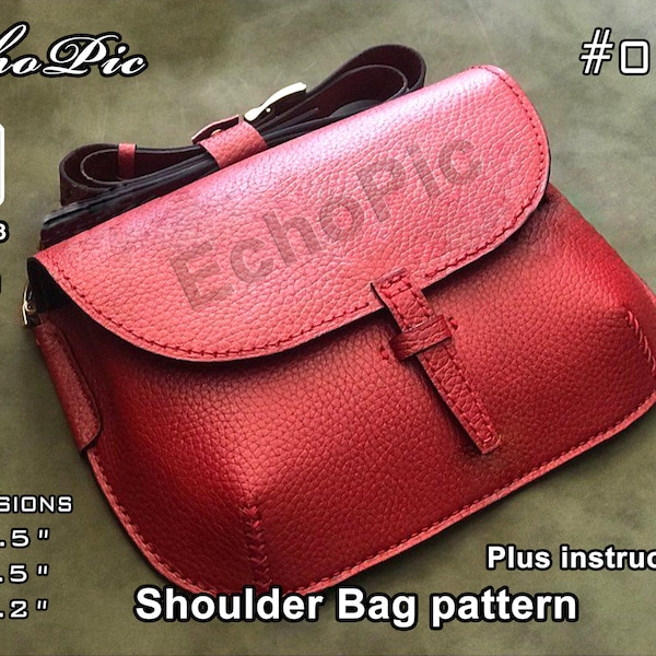 women's leather shoulder bag template - printable scaled files (pdf) - bag pattern