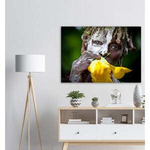 Poster in carta opaca premium - Belle arti africane, tribù Suri in Etiopia, Fotografia, Ritratto di donna, Valle dell'Omo