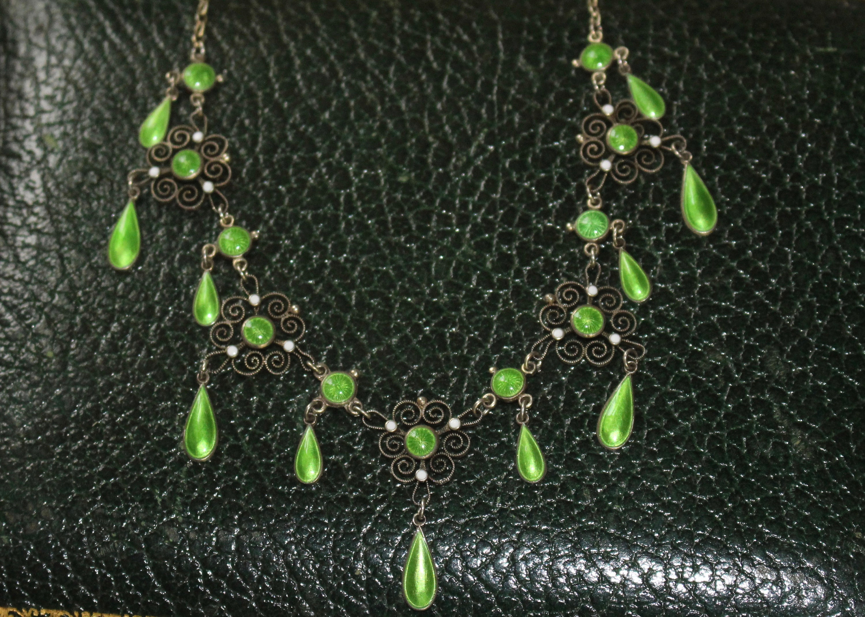 Art Nouveau Filigree Enamel Necklace by Marius Hammer Circa Etsy