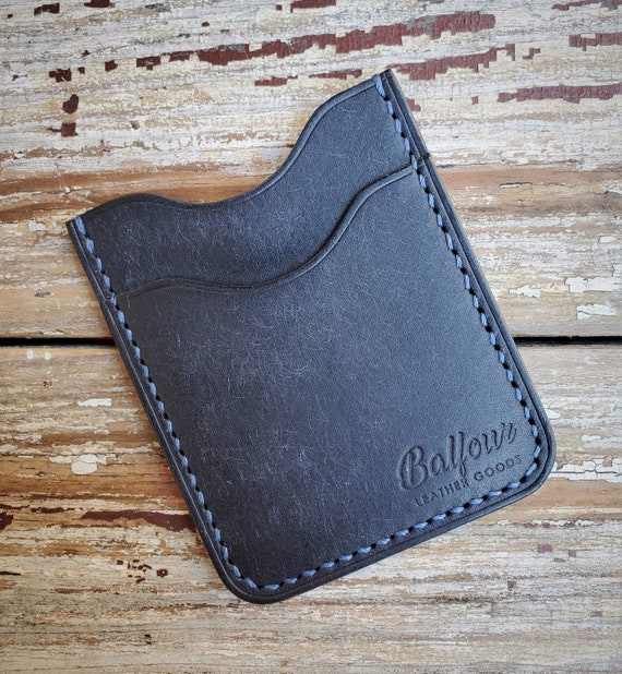 Handmade Navy Pueblo Leather Cardholder Wallet Slim Minimalist