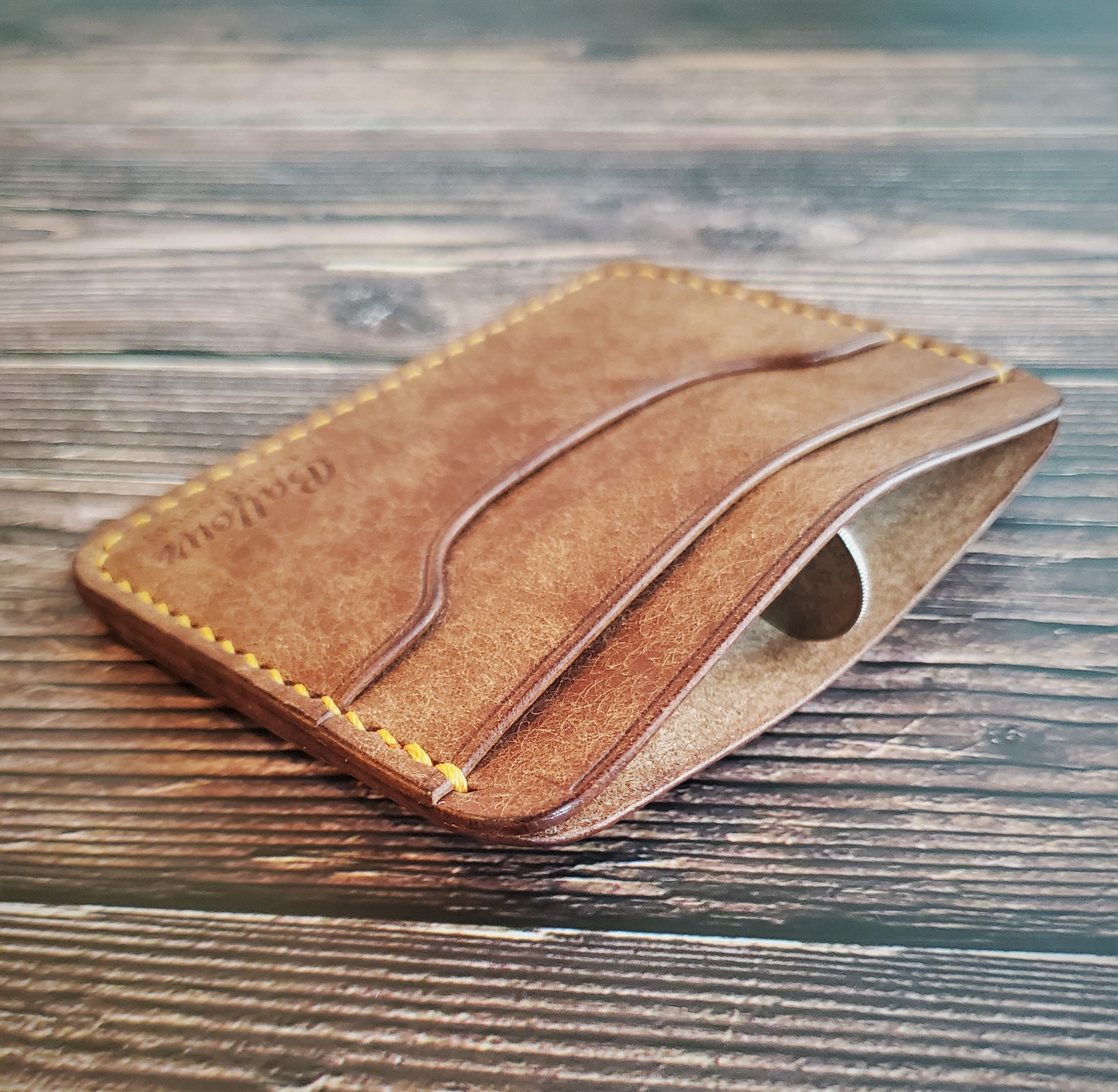 The Owl - Walnut Pueblo Minimalist Card Wallet in Badalassi