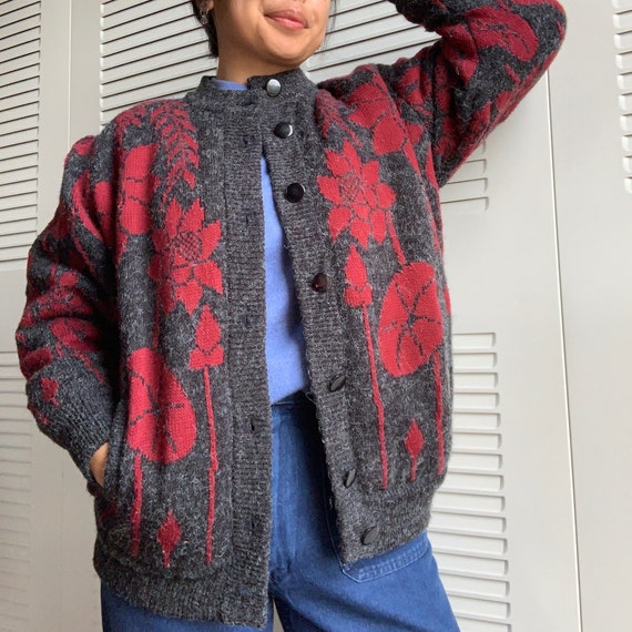 Vintage 80s Angora blend cardigan with pockets - image 2