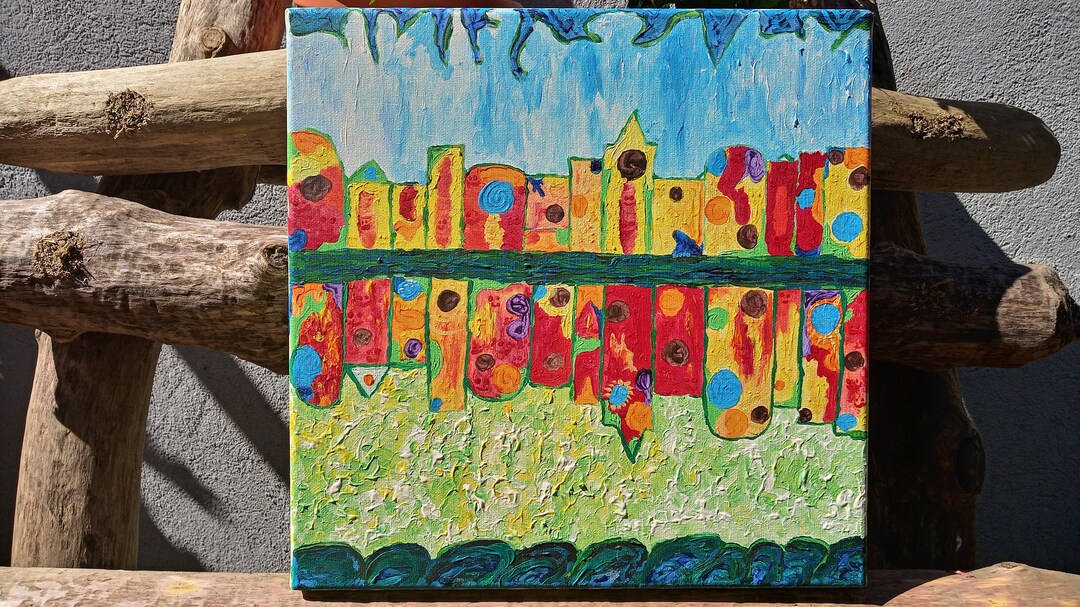 Colorful Positive Energy Painting. Landscape. Acrylic Etsy